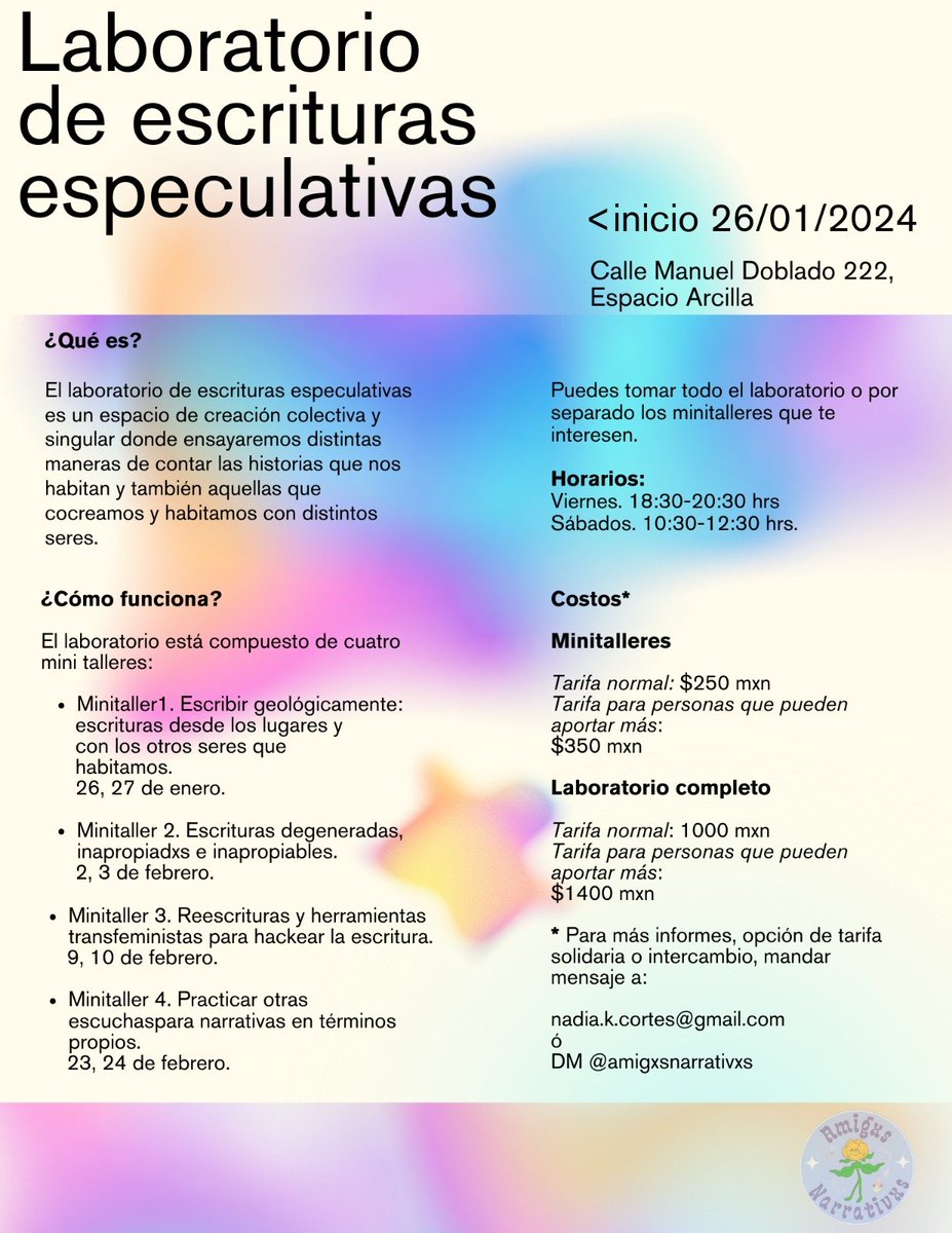 Paso por acá a compartirles este Laboratorio de escrituras especulativas que ando organizando en versión online y otro presencia en Oaxaca. Ojalá se animen a participar. 
Aquí la info. Inscripciones a nadia.k.cortes@gmail.com