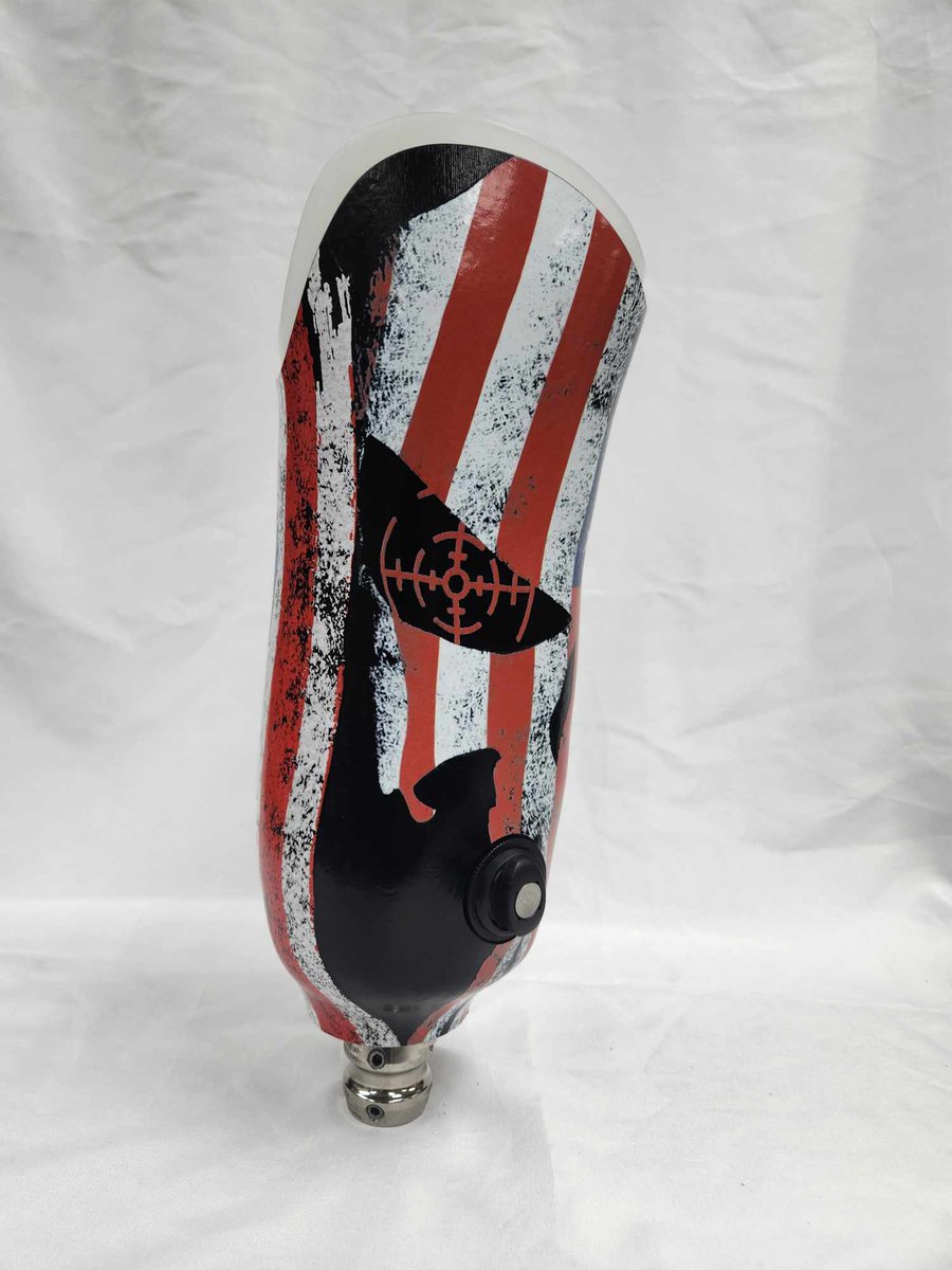BurtonProsth's tweet image. Check out this newest creation done at Burton Prosthetics.  Special request from one of our patients.  American Punisher Below the Knee Suction Socket.  #prothetic #belowtheknee #amputee #expressyourself burtonprosthetics.com