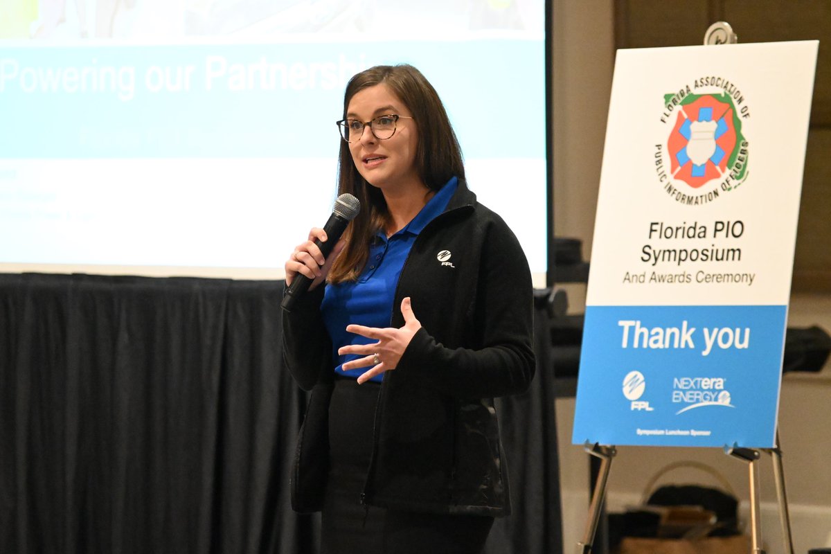 FloridaPIOs's tweet photo. SPONSOR SPOTLIGHT 🔦
Kira Rodriguez from @insideFPL emphasizes the importance of partnerships during crises.
Thank you for sponsoring our 2024 Florida PIO Symposium luncheon during @floridafirecon! 🥗
#fapio24 https://t.co/vqd5xFgYY0