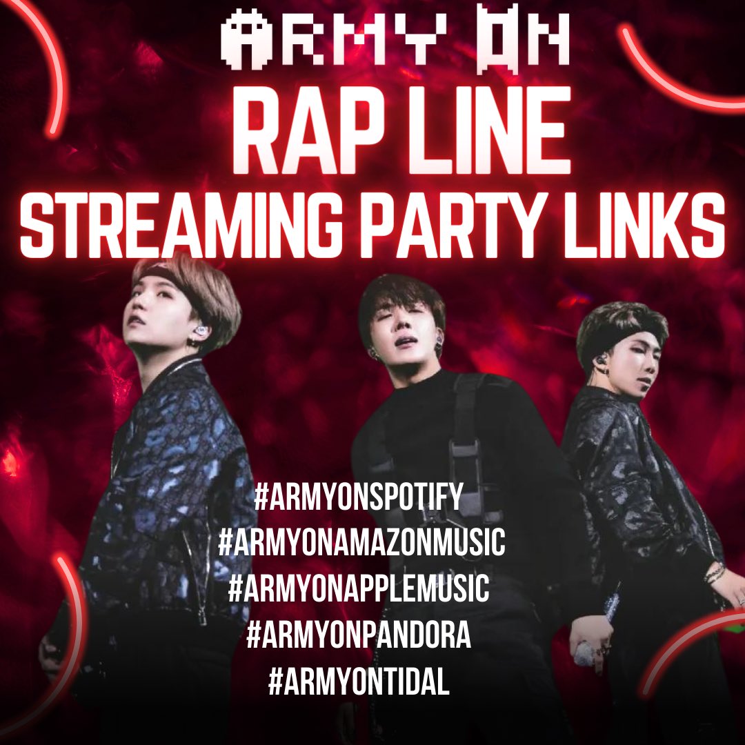 BTS_COMEBACK26's tweet image. To celebrate the week anniversary of our first ever #ARMYonRapLine Streaming Party, here are the links to the playlists that were used for each platform! 

@ARMYonSpot 
🟢🔗 open.spotify.com/playlist/18Jjf…
@armyonamazon 
📦🔗 music.amazon.com/user-playlists…
@ARMYonAppleM 
🍎🔗…