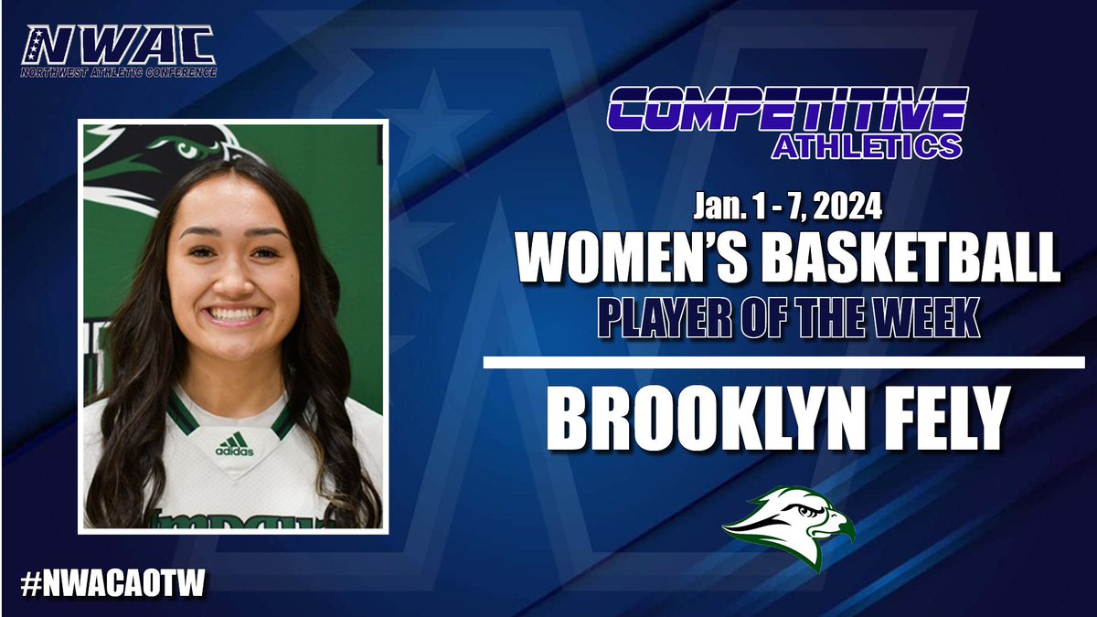 Brooklyn Fely, Women's Basketball - Umpqua
Freshman • Forward
Pleasant Grove HS • Orem, UT
Fely wins her second Player of the Week award as she helped lead Umpqua to a 2-0 start to region play with wins of 62-43 over Linn-Benton and 80-48 over Clark.