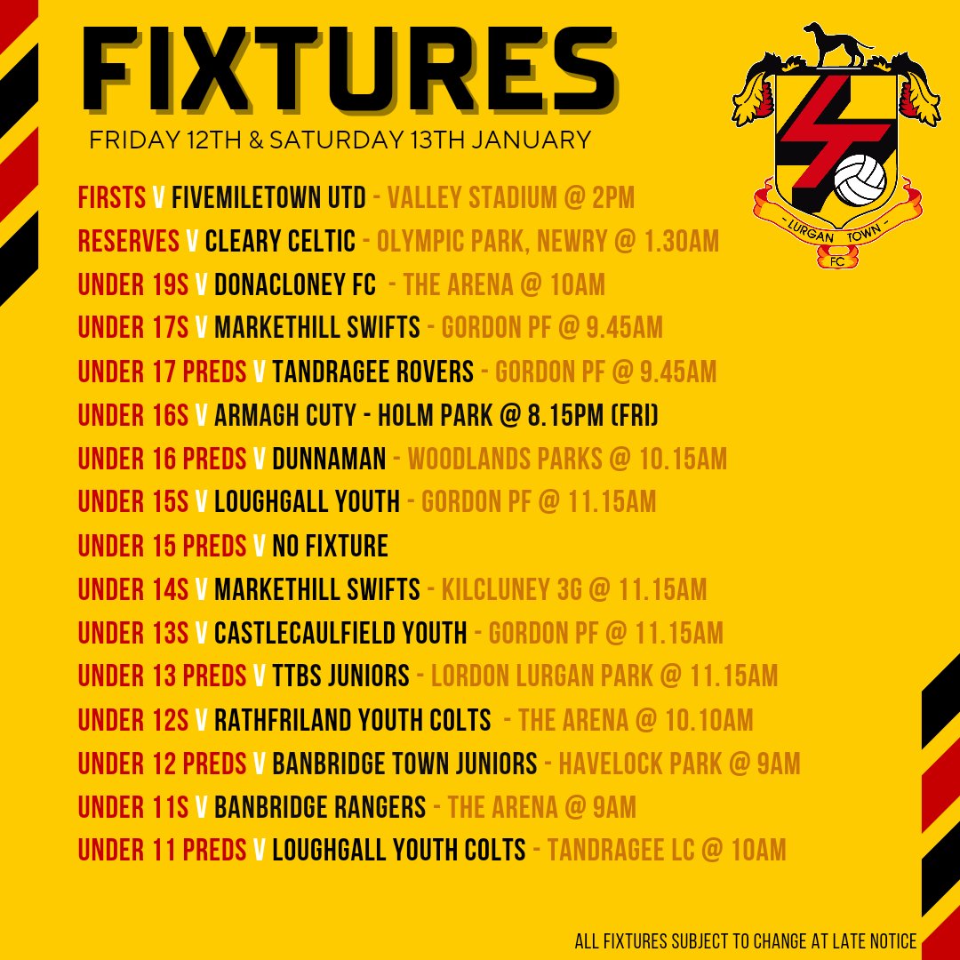 All the fixtures for this weekend...