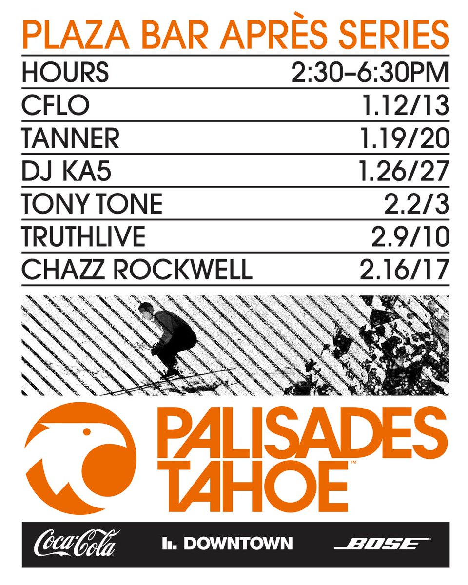 on my way up to <a href="/palisadestahoe/">Palisades Tahoe</a> to kick off their Plaza Bar Après party for the 2024 season! shoutout <a href="/downtowntalent/">DOWNTOWN</a> <a href="/CocaCola/">Coca-Cola</a> <a href="/Bose/">Bose</a> 🥶🎿🎉