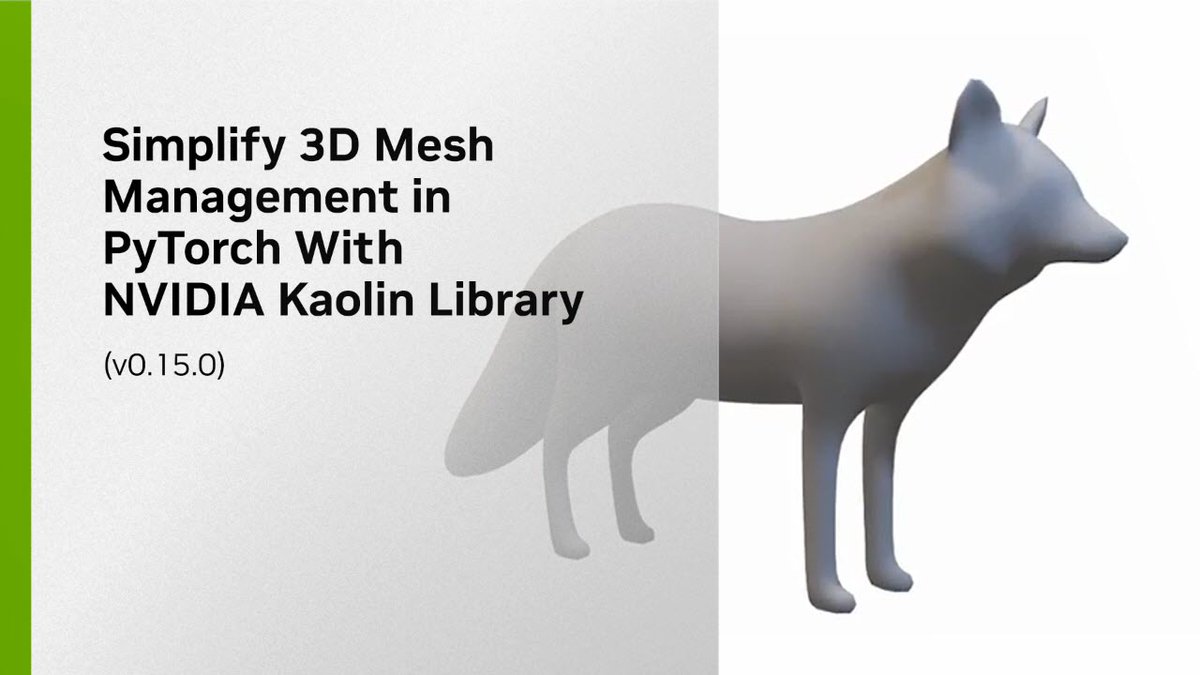 Exciting news for #PyTorch enthusiasts: Our NVIDIA Kaolin library introduces SurfaceMesh class to simplify managing mesh attributes including consistency, auto-compute normals, & streamline indexing. 👀 See the video tutorial from #NVIDIAResearch ➡️ nvda.ws/4aRCi1D