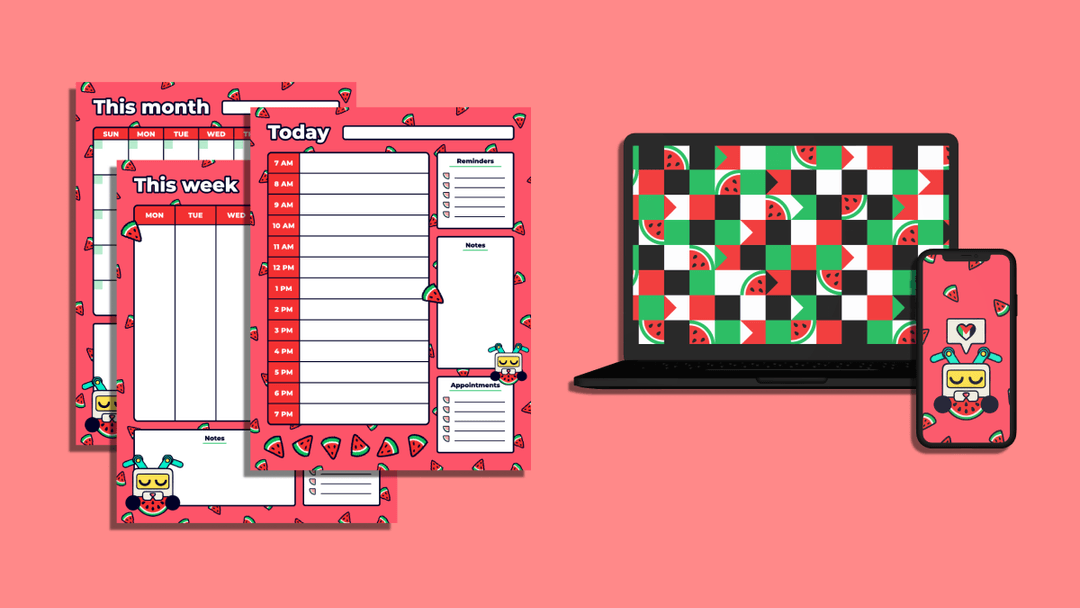 Hey @everyone!

We're launching a shop &amp; fundraiser dedicated to our ongoing stance in solidarity with Palestine.

We've partnered with @somerwolffgames &amp; <a href="/jushmu/">Jushmu ✨</a> to create digital planners and wallpapers ft. the watermelon, a symbol of Palestinian resistance.

Get yours below ⤵️