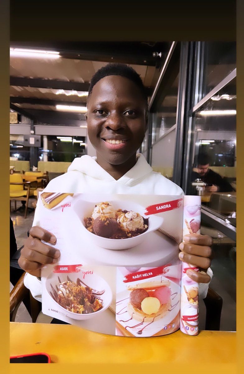A dessert named after me in one of the restaurants in my town Eregli! Got a lot of love for this city Eregli❤️ God is the greatest🙏🏿 From Katwe🇺🇬 to the World🌎 #AKidFromKatwe
