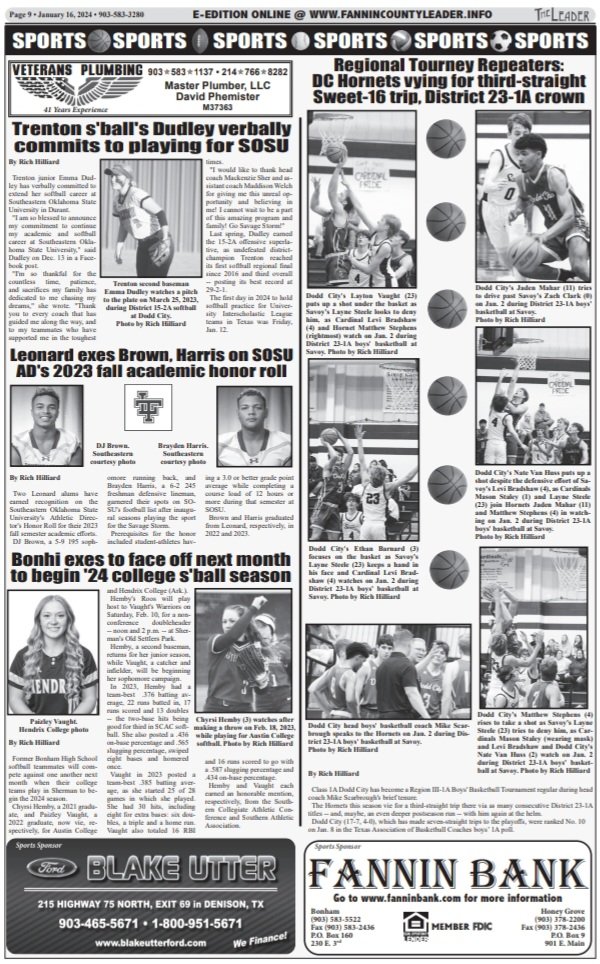 1/16/24 Fannin Co. Leader:
<a href="/Emmadudley112/">Emma Dudley</a> <a href="/trentonisdtx/">Trenton ISD</a> <a href="/GoSoutheastern/">Southeastern Athletics</a> <a href="/TXPrepSoftball/">Texas Prep Softball</a> <a href="/AustinTGCA/">TGCA</a> <a href="/Damienbrown01/">DJ Brown</a> <a href="/LeonardISDath/">LeonardISD Athletics</a> <a href="/paizley24/">paizley</a> <a href="/rrvsports/">RRV Sports</a> <a href="/Chyrsi_Hemby/">Chyrsi Hemby</a>
<a href="/ACRoosSoftball/">AC ‘Roos Softball</a> <a href="/HendrixWarriors/">Hendrix Warriors</a> <a href="/AthleticsBonham/">Bonham ISD Athletics</a> <a href="/DoddCityISD/">Dodd City ISD</a> <a href="/Texas1AFan/">Texas 1A Fan</a> <a href="/hoopinsider/">Hoopinsider</a> <a href="/STBA_TX/">STBA-TX.com</a> <a href="/Tabchoops/">𝙏𝘼𝘽𝘾🏀📋</a>