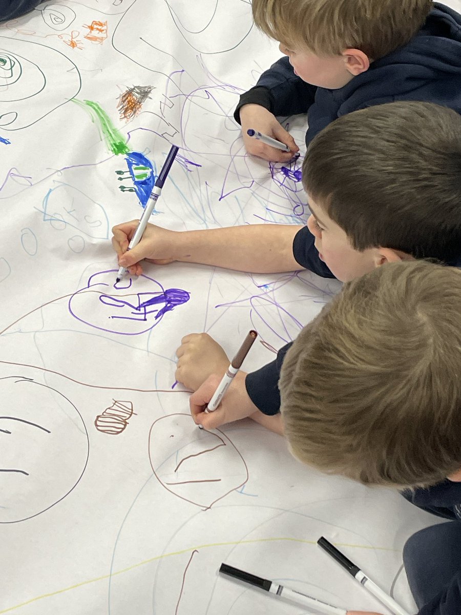A busy morning activity drawing, writing numbers, words and letters. A big whole class collaboration. Such a great way to start the day! <a href="/DanesfieldSchl/">Danesfield School</a>