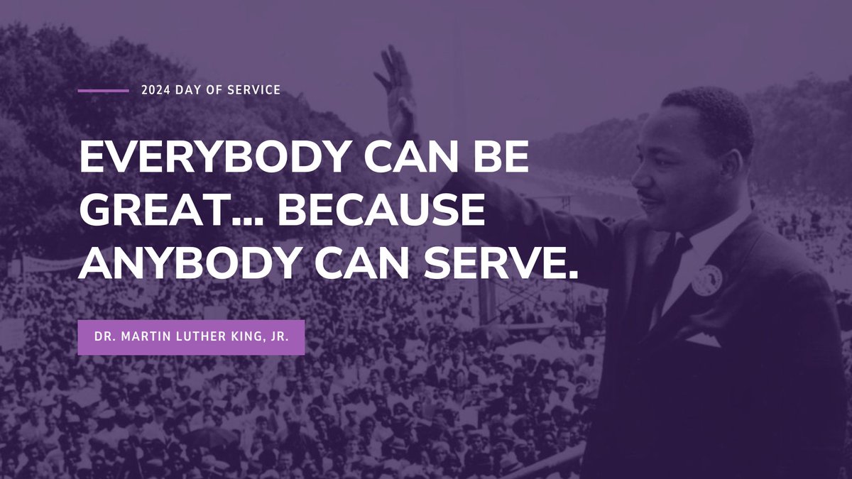 Did you know? MLK Day is the only federal holiday designated as a National Day of Service. The day not only honors Dr. King's legacy, but encourages all Americans to volunteer to improve their communities. 
 
Find volunteer opportunities: volunteerconnect.bvuvolunteers.org/calendar

#MLKDay
