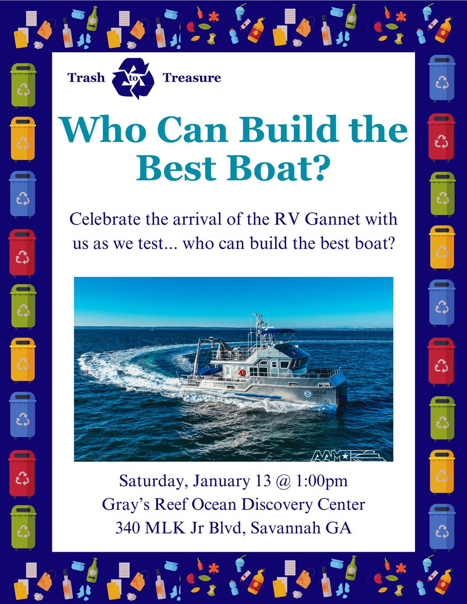 Who can build the best boat? Join us for our first monthly Trash to Treasure workshop where we will be celebrating our new research vessel, the R/V Gannet, with a challenge...who can build the best boat out of aluminum foil? This is a free community workshop for all ages.