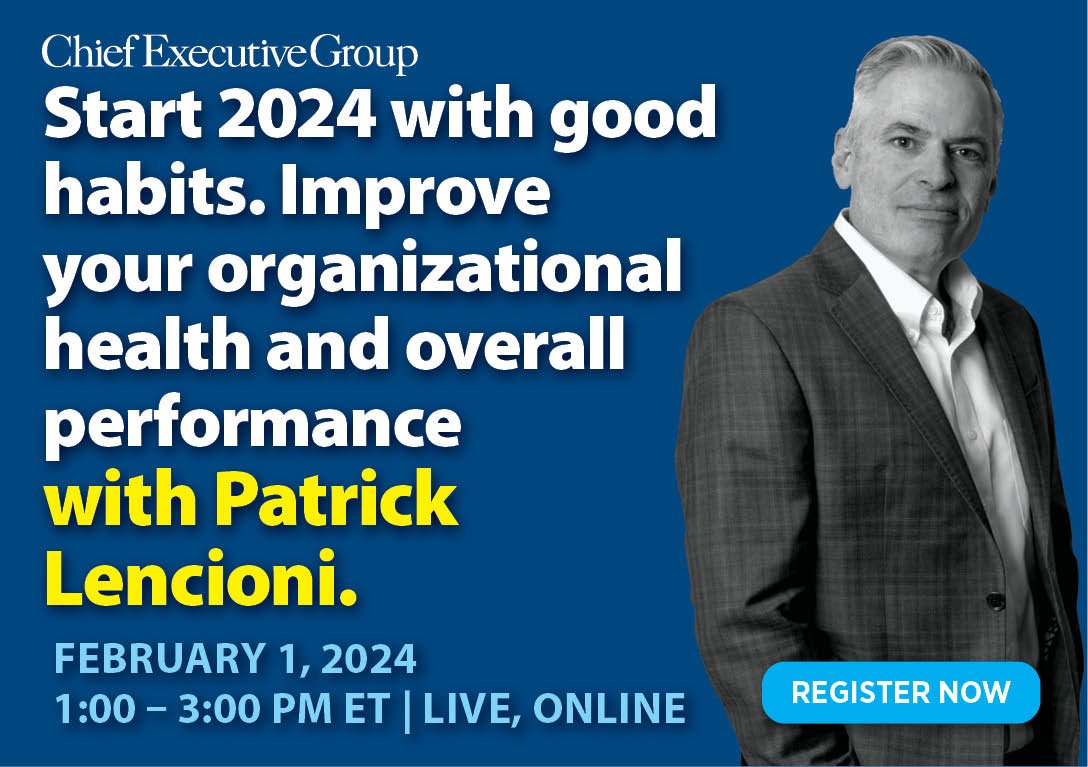 Patrick Lencioni (@patricklencioni) on Twitter photo I'm doing a virtual Masterclass on building cohesive and effective teams with <a href="/ChiefExecGrp/">Chief Executive</a> on February 1st from 1:00 - 3:00pm EST. Click the link below to register.
chiefexecutive.net/lencioni-maste… I'm doing a virtual Masterclass on building cohesive and effective teams with <a href="/ChiefExecGrp/">Chief Executive</a> on February 1st from 1:00 - 3:00pm EST. Click the link below to register.
chiefexecutive.net/lencioni-maste…