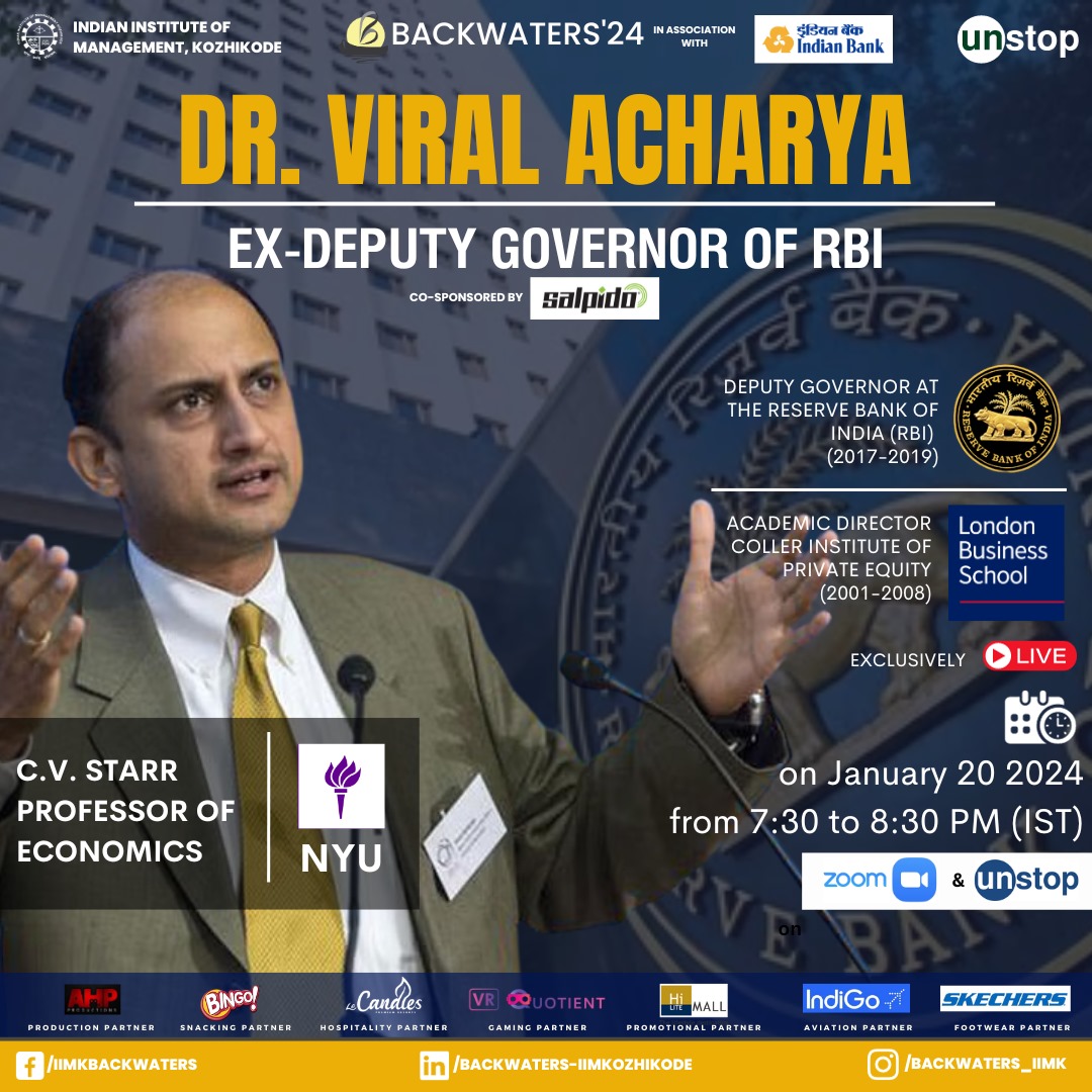 iimk_backwaters's tweet photo. Unveiling the brilliance of Viral Acharya – a thought leader who navigates the complexities of finance with precision and insight.
Join us for a session with the Ex- Deputy RBI Governor on  "An Inquiry Into the Rising Industrial Concentration in India"  on 20th Jan @7:30 pm https://t.co/4jDnqy7msE