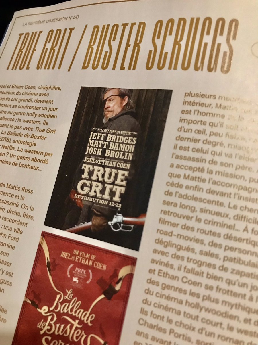 GregoryMarouze's tweet photo. La @7eme_obsession avec son dossier FRÈRES COEN est sorti  ! J’ai eu la joie d’écrire sur #Fargo, #ASeriousMan (que je vénère), #TrueGrit et #BusterScruggs ! Maintenant, selon la formule consacrée, je vais lire les textes de mes camarades ! https://t.co/mNLgMrgKQs