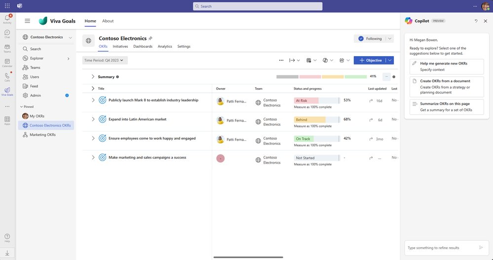 "Copilot, help me write our New Year's goals!" Check out our latest Tech Community blog to learn how Viva Goals and Microsoft Copilot can help you set and track the right goals for 2024: msft.it/6010iou8I