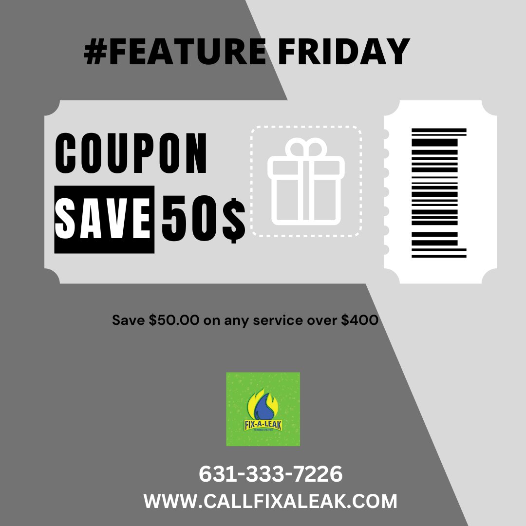 Feature Friday Flash: Snag $50 Off Any Service Over $400! 🌟 #FeatureFridayFrenzy #SavingsSpectacle #LeadTheDeal #FreshFridays #UnlockSavingsLI #ServiceSteals #CommackPlumbing #SmithtownPlumbing #HauppaugePlumbing