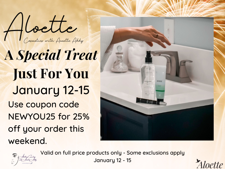 annette_addy's tweet photo. Get 25% off Sitewide Jan12-15 with code NEWYOU25.  Shop https://t.co/Jv5yhnJEUe
This offer is valid on full price products only. Some exclusions apply #aloette #aloetteinfluencer #aloeganic #aloeveraskincare https://t.co/YPkpQSqp6W