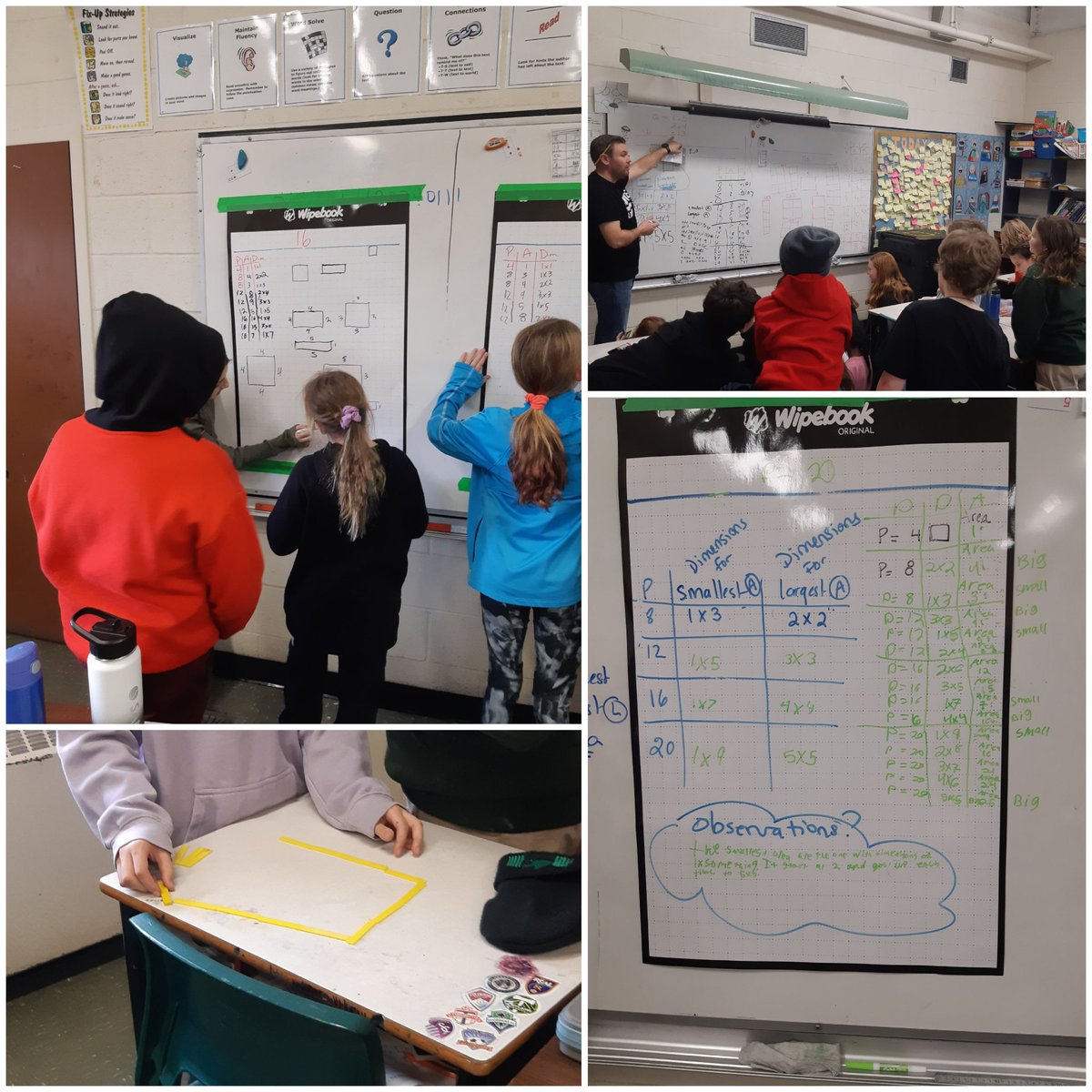 Lots of learning today in Mr Miller's class <a href="/rossrdschool/">Ross Road School</a> as Ss discovered patterns in relation to smallest &amp; largest area given a perimeter. It is always so rewarding when Ss collaborate, make observations &amp; come up with generalizations! #buildingthinkingclassrooms #HRCEmath