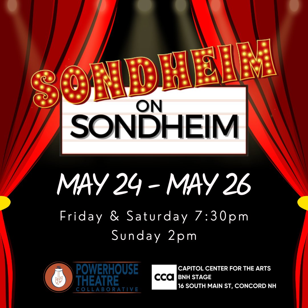 Sondheim on Sondheim! At the Stage on 5/24 &amp; 5/25 at 7:30pm &amp; 5/26 at 2pm! Enjoy favs—West Side Story, Follies and Sweeney Todd &amp; hidden gems. Tix @ #linkinbio

#ccanh #thestage #bnhstage #bnhs #newhampshire #concordnh #downtownconcord #musical #stevensondheim #sondheimonsondheim
