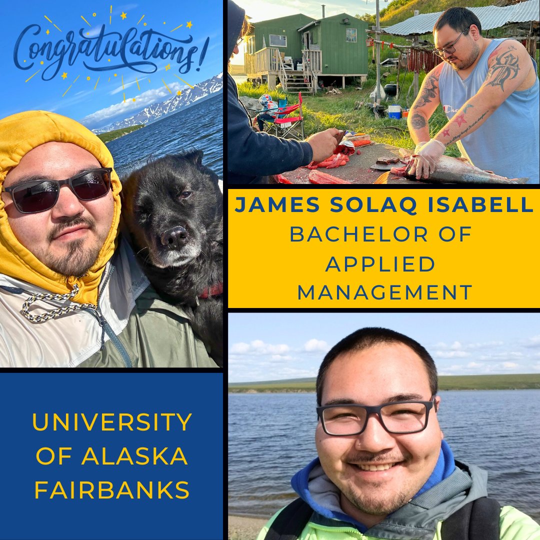 Congratulations to Caleb Scholars Fellow, James Solaq Isabell, from Sitŋasuaq (Nome)! James graduated with his Bachelor of Applied Management degree from the University of Alaska Fairbanks in December of 2023. Check out his profile on our website: calebscholars.org/scholars/james…
