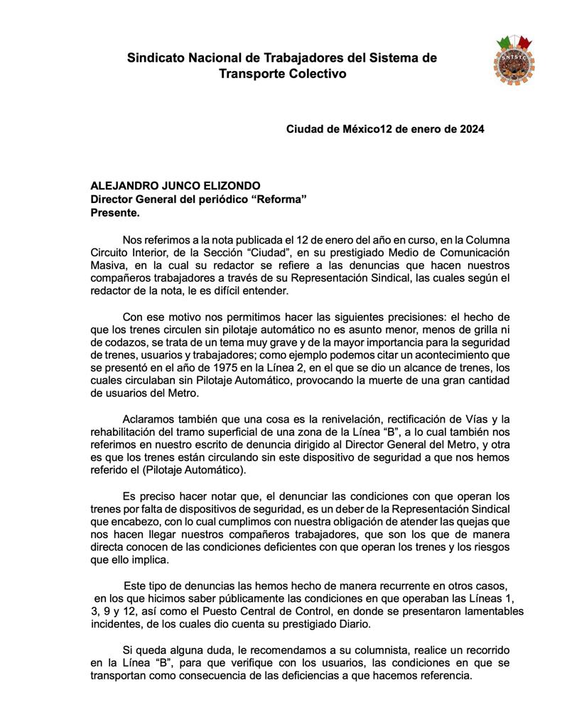 Sindicato Nacional de Trabajadores del STC tweet media