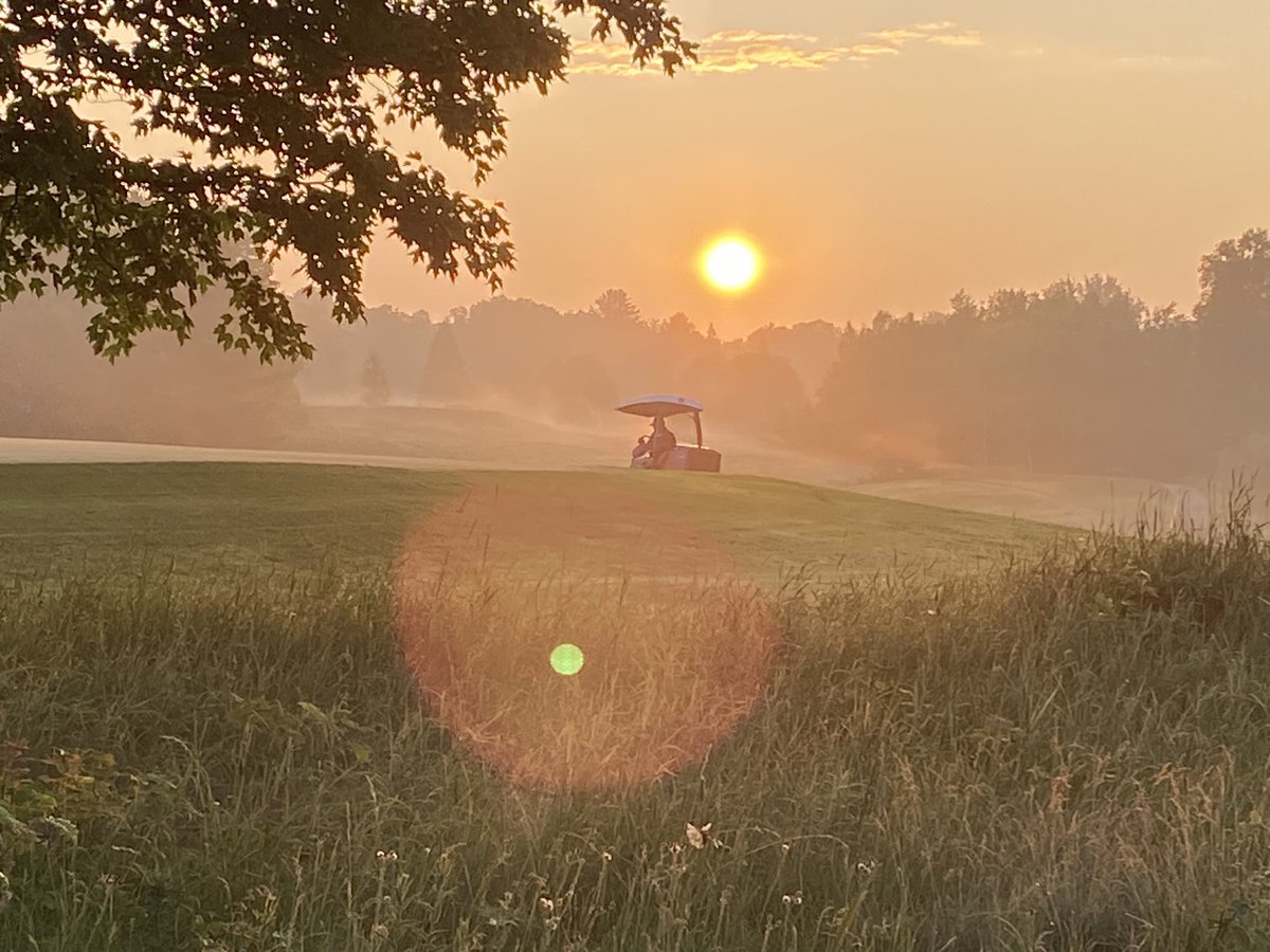 I am honoured and thankful to the CGSA <a href="/GolfSupers/">CGSA</a> for choosing this photo to be the winner for this year’s inaugural photo contest! That’s our own Warner Byers cutting those fairways just right. Smoke from nearby forest fires added to the effect. <a href="/NorthBayGCC/">North Bay Golf & CC</a>