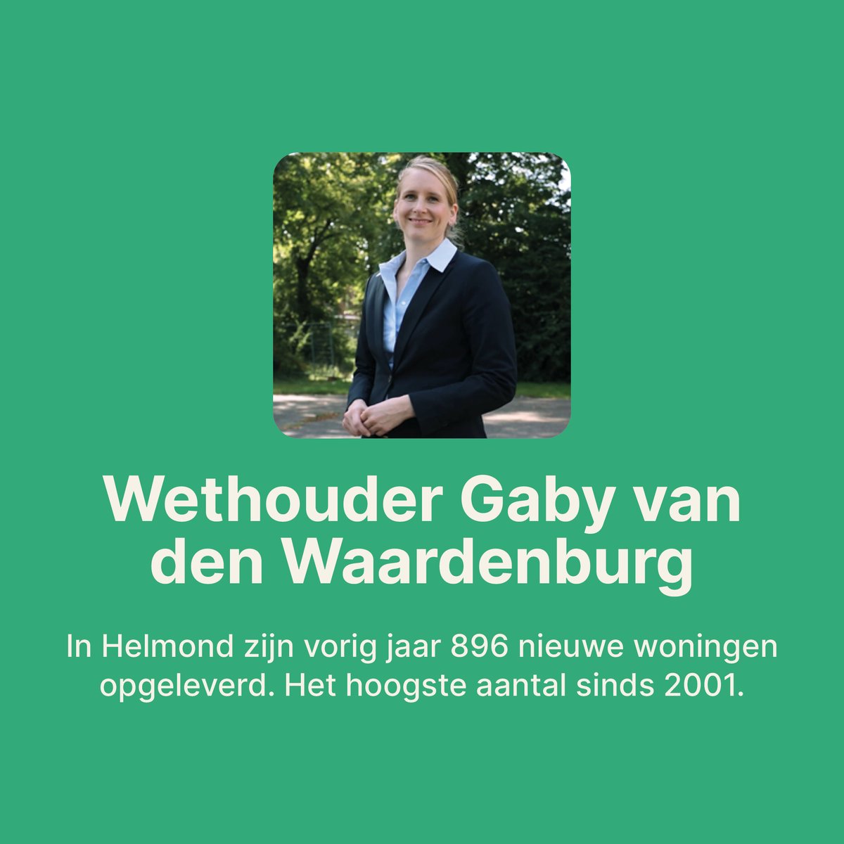 Wethouder Gaby van den Waardenburg werd door  <a href="/ED_Helmond/">Eindhovens Dagblad</a>  geïnterviewd over nieuwe woningen die vorig jaar zijn opgeleverd in Helmond. Het hoogste aantal sinds 2001! 📊

Lees het artikel ook digitaal via: ed.nl/helmond/helmon…