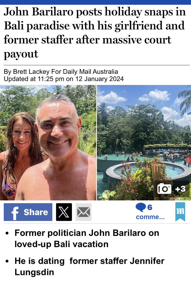 LyndaFrench19's tweet photo. #NSWLibs #nswpol #NSWNats
#JohnBarilaro posts holiday snaps in Bali paradise with his girlfriend
https://t.co/fJSwSQkghA @friendlyjordies https://t.co/5lpqqpBUpb