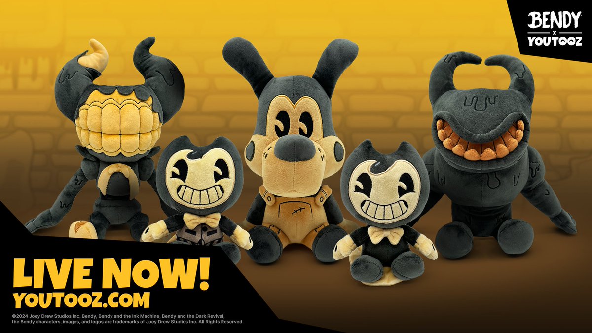 the new #BENDY x youtooz plush collection is LIVE 🖋️ youtooz.com/collections/be… also big congrats to the BENDYTOOZ winners 💛 @PalPaws_Studios @theRaypalch @NO1EGGMANFAN @EscoberOliva @JamesieTheCat dm us for ur collections!