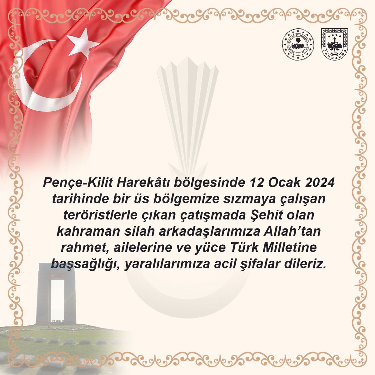 jandarma's tweet photo. Başımız sağ olsun.🇹🇷 https://t.co/FzRjwNLWyL