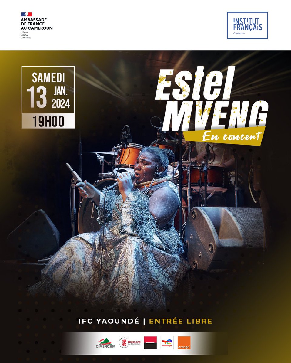 IFCameroun's tweet photo. 🔔 ESTEL MVENG EN CONCERT DEMAIN À L’IFC YAOUNDÉ 

Prix découverte Goethe Institute Kamerun 2016 et lauréate du concours Mutzig 2006, ESTEL MVENG fait partie de ces artistes au talent unique &amp; pluridimensionnel. 

🕖 : 19H00

Entrée libre &amp; gratuite ! https://t.co/9E6bRkE77l