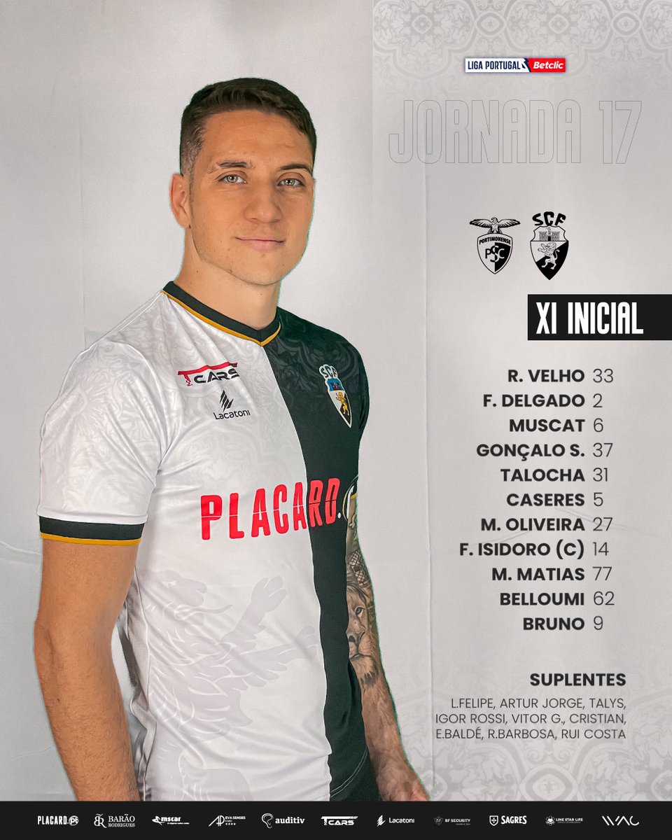 SCFarense_'s tweet photo. Estes são os nossos 1️⃣1️⃣ “Leões de Faro” que vão iniciar a partida🦁
⏳20h15 🎥 Sport Tv 1
#PSCSCF #LigaPortugalBetclic #SóOsDurosVencem https://t.co/wuKoLfVklt
