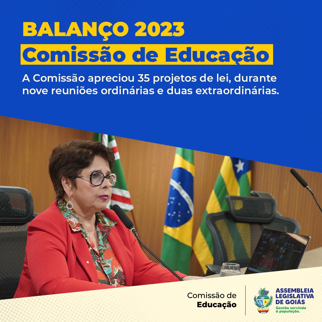 assembleiago's tweet photo. BALANÇO 2023 •  Ao longo 2023, a Comissão de Educação da Alego, presidida pela deputada @biadelima_ (PT), apreciou 35 projetos, durante nove reuniões ordinárias e duas extraordinárias. A Comissão também efetuou nove audiências públicas. Leia na íntegra: https://t.co/jzXv2TYkg4. https://t.co/MVLyZoIfa3
