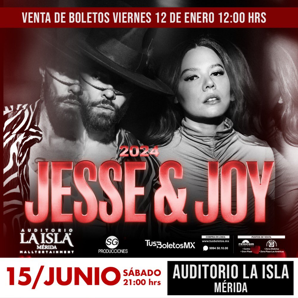 jesseyjoy's tweet photo. Familia de Mérida, ¿listos para pasarla 💣? El 15 de junio nos vemos en el Auditorio La Isla para cantar, bailar y disfrutar juntos. 🎸💃 Boletos ya disponibles 👉 https://t.co/zduaco1D0P https://t.co/DTBy5Ocmzt