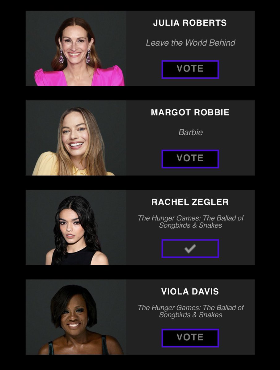 Voted ❤️ <a href="/rachelzegler/">rachel zegler (she/her/hers)</a> <a href="/peopleschoice/">People's Choice Country Awards</a>  #PeopleChoiceAwards #thefemalemoviestar #rachelzegler #Thehungergames
