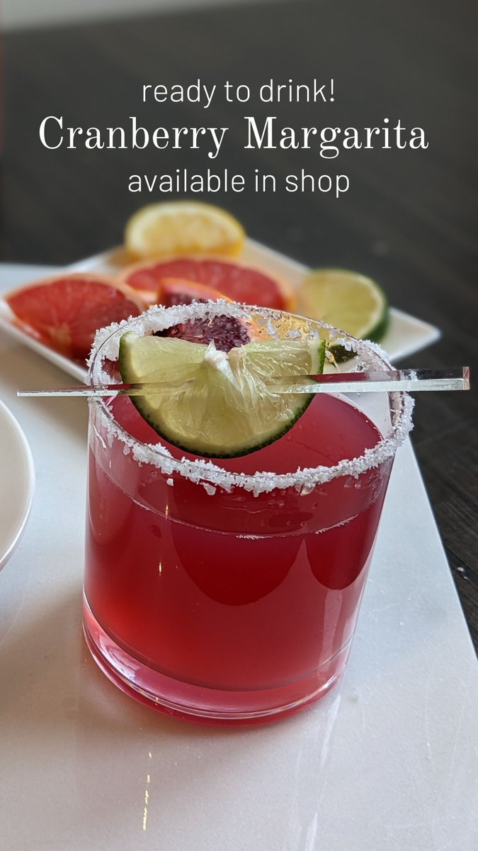 We are dipping into the weekend with a Cranberry Margarita in one hand for sure! Always ready to drink and always delicious - available in shop!