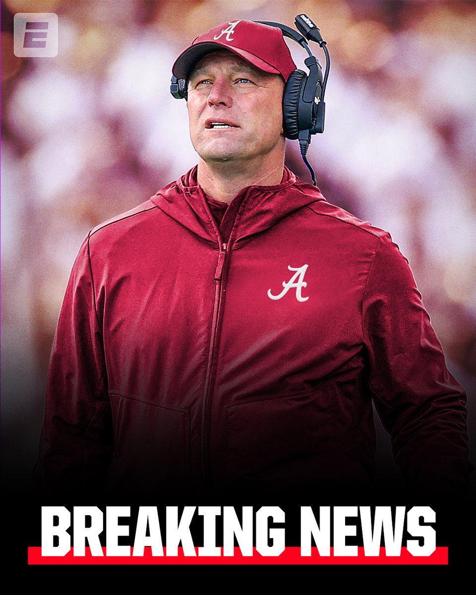 espn's tweet image. Breaking: Washington coach Kalen DeBoer is negotiating a contract to replace Nick Saban at Alabama, sources told @ClowESPN and Mark Schlabach.