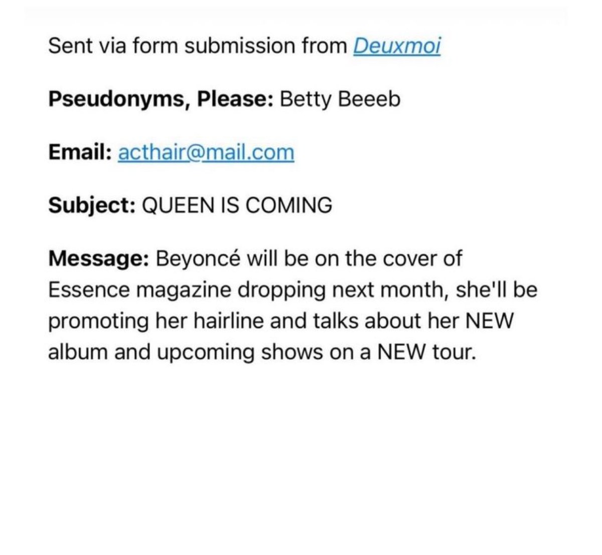 beyoncegarden's tweet photo. BEYONCÉ ON THE COVER OF ESSENCE MAGAZINE, A NEW ALBUM, &amp; A NEW TOUR ALL IN 2O24??? GET UP😭😭😭😭😭 https://t.co/VsVZSxDm0g