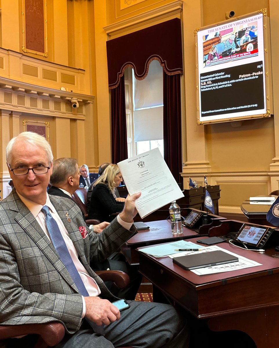 PeakeforSenate's tweet photo. We are off to a great start in Richmond! My bill SB 111 was the first to be voted on in the Senate of Virginia for the 2024 session. #PeakePerformance https://t.co/oKK6K5nRJW