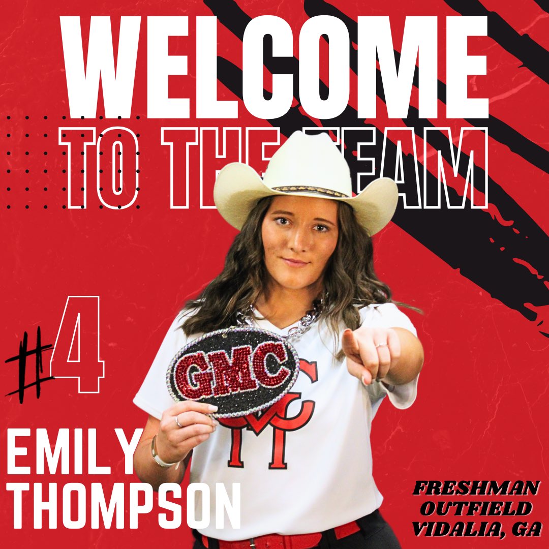 Welcome to the team, Emily Thompson! 

🅿️ Outfield 
🎓Freshman 
🏘️ Vidalia, GA 
🎨Emily’s favorite color is bright peach
#GoBulldogs🐶