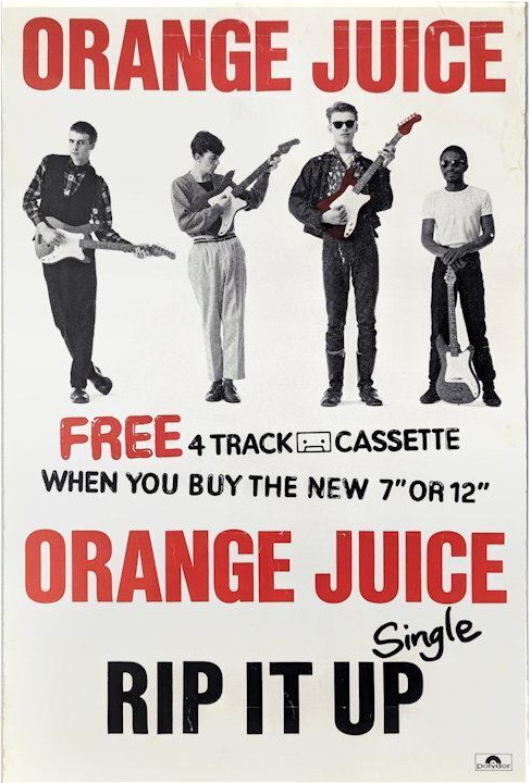 A 1983 promotional poster for Rip It Up by Orange Juice.