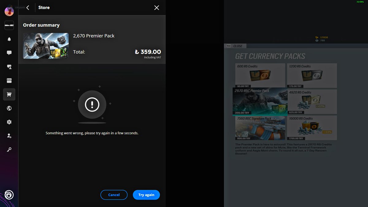 Shadomyhea's tweet photo. @Rainbow6Game Can you guys help this "Something went wrong" error :/ https://t.co/29zZVjx6JV