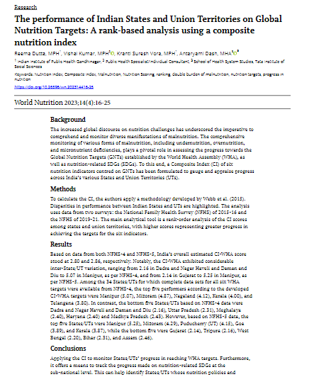 Tracking aid for the WHA nutrition targets: Progress toward the