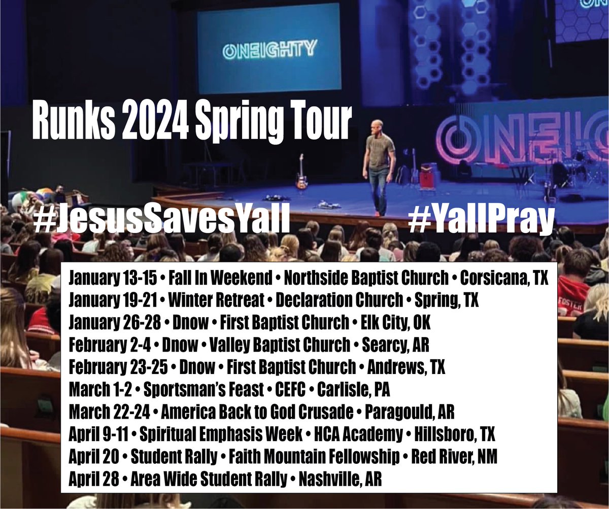 Headed out in the morning for my 2024 Spring Tour!! #JesusSavesYall #YallPray