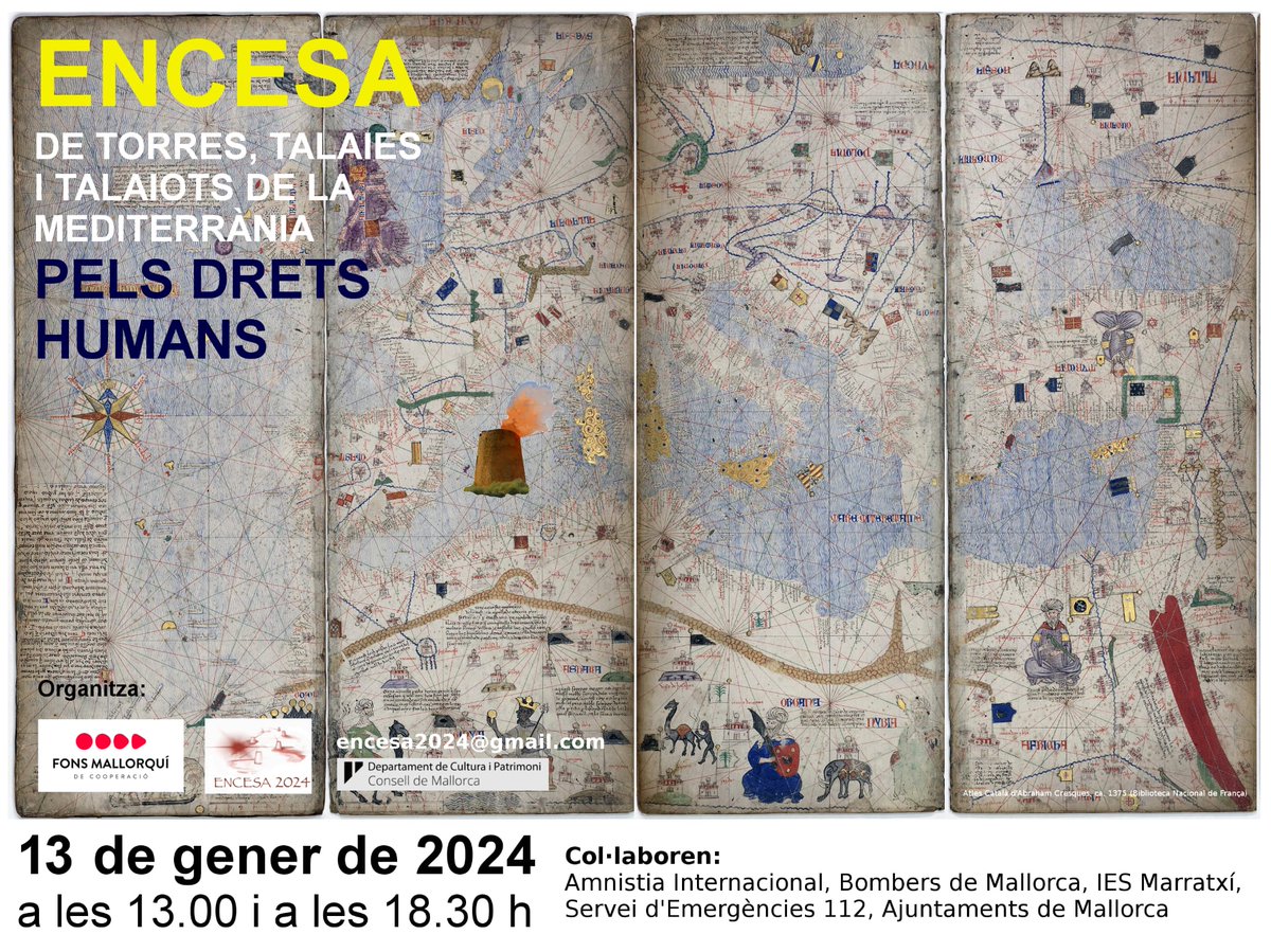 CONFOCOS's tweet photo. 📢Mañana 13 de enero se celebra VIII edición de la Encendida de Torres, Atalayas y Talayots del Mediterráneo✖️ los #DDHH
Nuestros socios @FonsMallorqui  organizan esta actividad para sensibilizar sobre la situación de la frontera ➕letal del planeta, el mediterráneo #CooperaLocal https://t.co/VXc81ytj3z