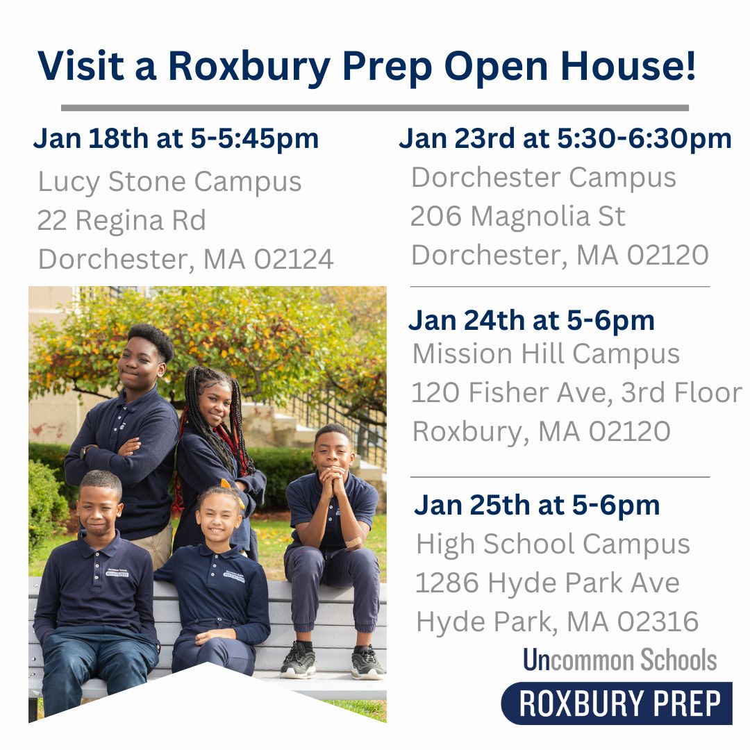 Interested in enrolling your child and want to see our schools in action? Don't forget to join us for our upcoming #RoxburyPrep open houses! RSVP at the following link: linktr.ee/roxburyprep