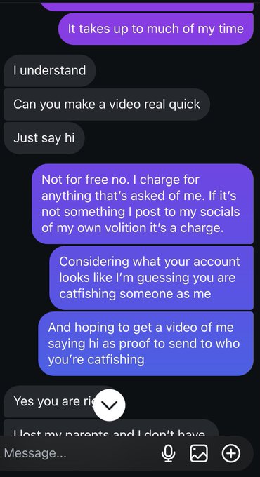 This is why I won&rsquo;t be proving my account is real over to people in my dms, Chris if you&rsquo;re out there