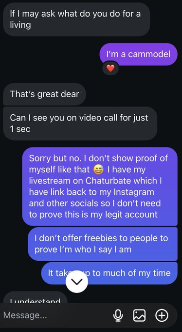 This is why I won&rsquo;t be proving my account is real over to people in my dms, Chris if you&rsquo;re out there
