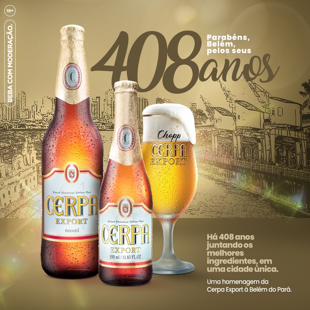 Belém, terra de sabores e encantos da Amazônia! A Cerpa Cervejaria Paraense faz um brinde pelos 408 anos da cidade das mangueiras .  🍻📷

#Belém408anos #CerpaCervejaria