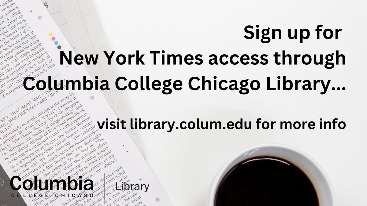 LibraryTweet's tweet photo. Good news: @ColumbiaChi students, faculty, and staff can sign up for New York Times access through the library. See our help page for instructions: https://t.co/KRpaKaCHSW https://t.co/22CWsxK2os