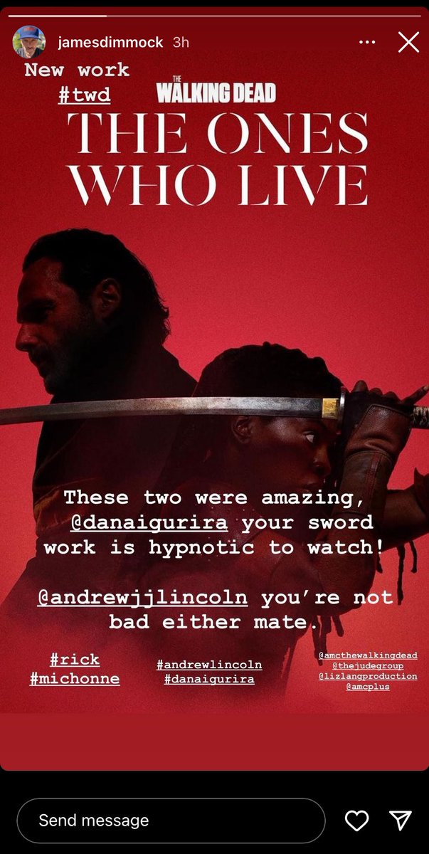 QueenOfTWDU's tweet photo. The photographer who shot the campaign for Dandy’s epic love story spin-off #TheOnesWhoLive such amazing words #RichonneSpinoff #ZomRomCom #DanaiGurira #AndrewLincoln #MichonneGrimes #RickGrimes #MrsRickGrimes #KingandQueenoftheapocalypse p.s Andy has no social media https://t.co/5t9QchFJtB